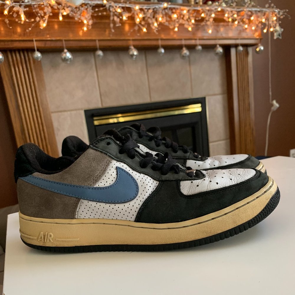 Nike Air Force 1 Low Premium Escape 2005 Size 10 Black Gray White Light Blue